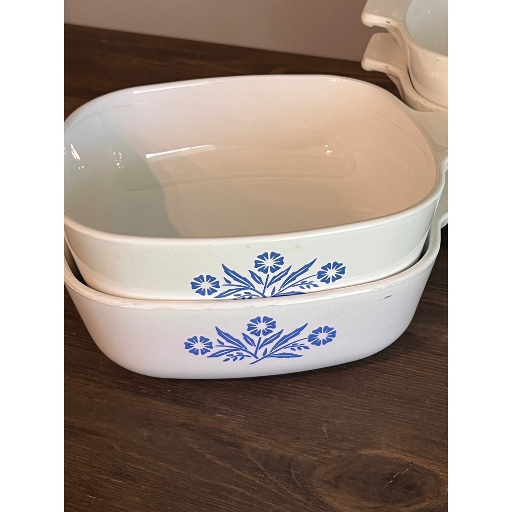 Lot of 4 Corning Ware Cornflower Blue White Baking Dishes - Picture 2 of 11